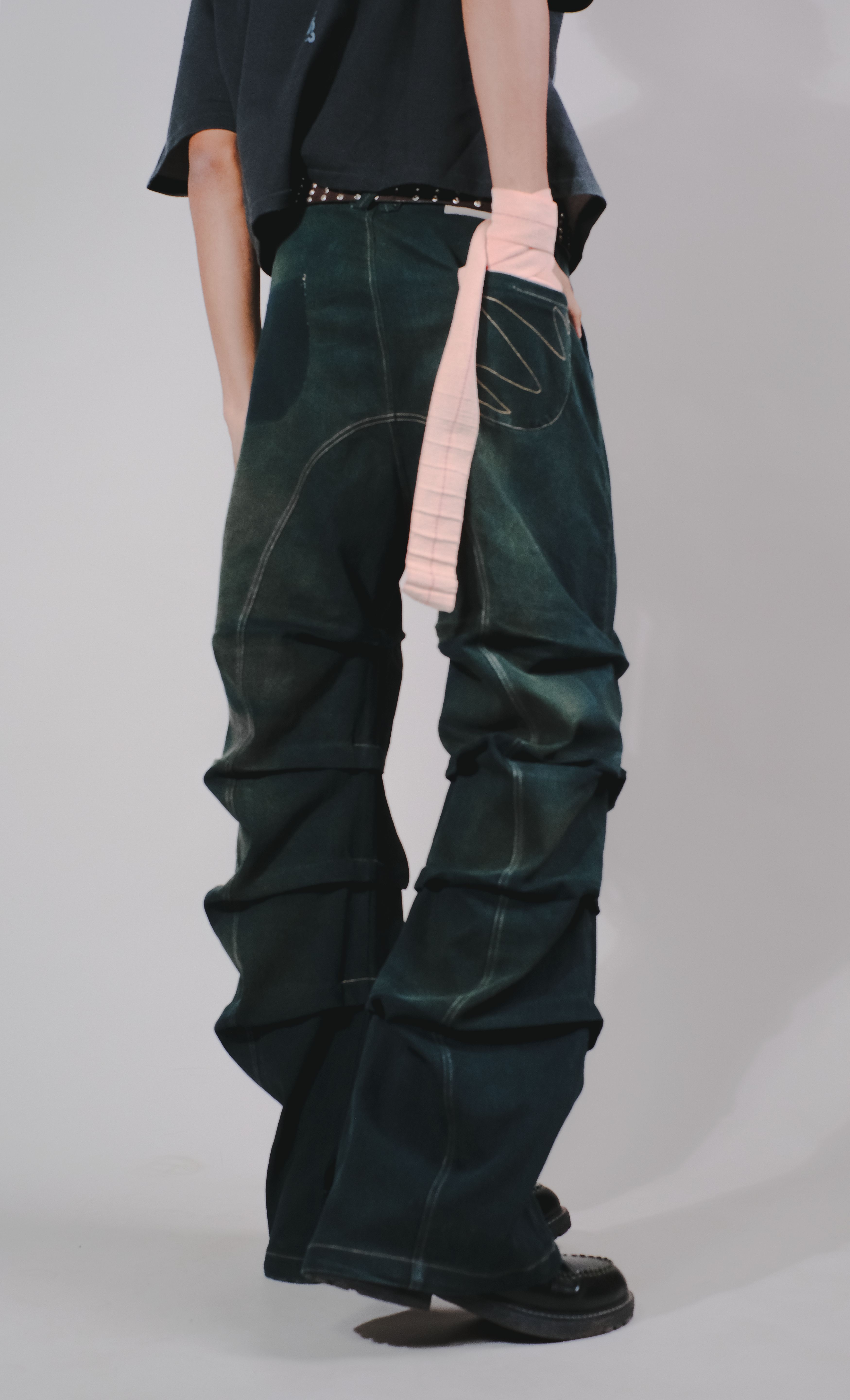 DARK MOSS FLARED PANTS   1